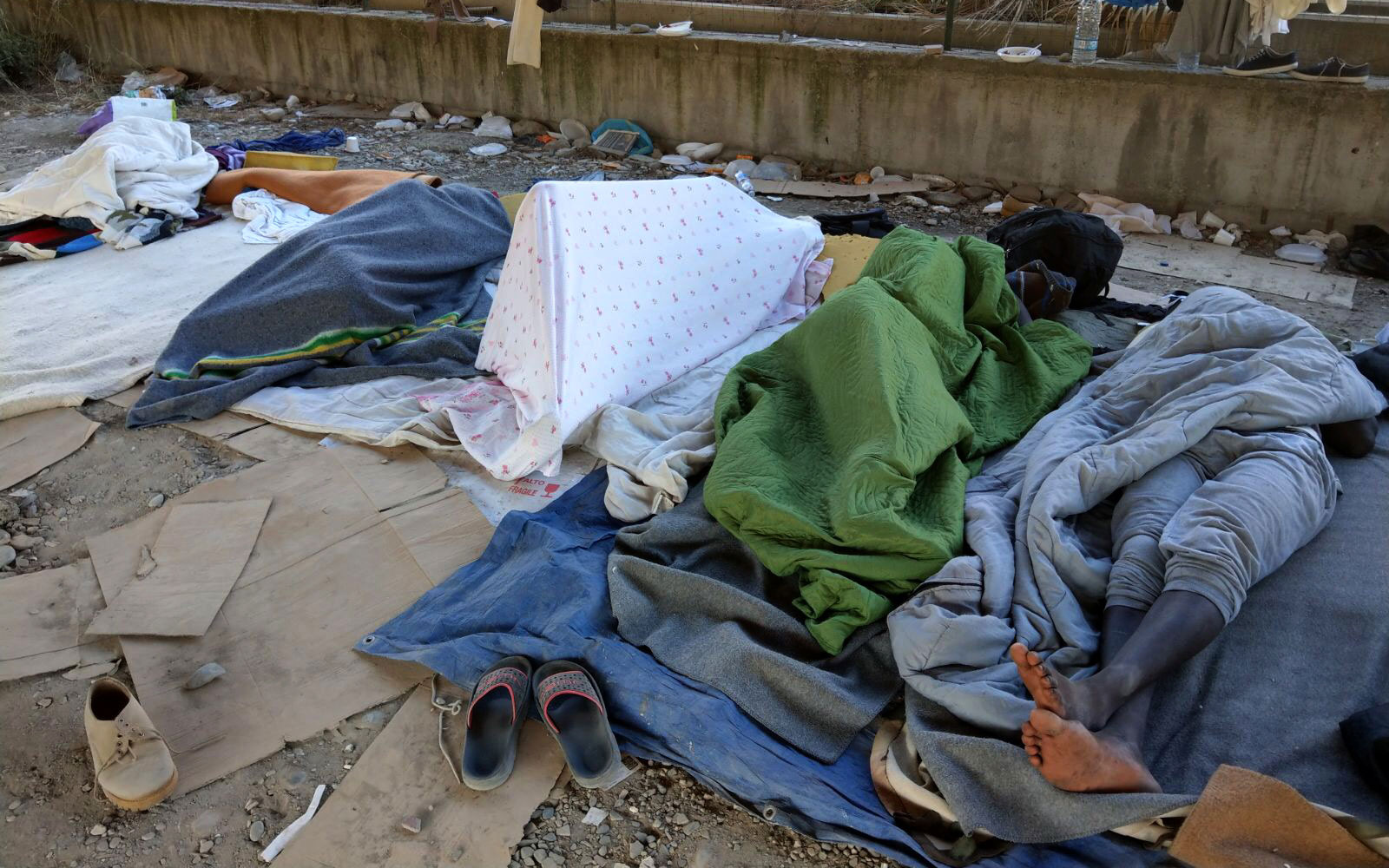 Sleeping place under a Ventimiglia underpass